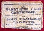 Nice Original Box For .50 Caliber Smith Carbine Cartridges w/Five Excellent Cartridges Intact, Packet of Percussion Caps, and Sharp Print - 1863 - Poultney & Trimble - Baltimore. 