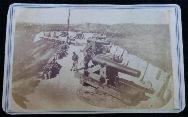 Superb "Washington Gallery, Vicksburg, Mississippi" Cdv Image of U.S. Battery Sherman Guarding the Road to Jackson, Mississippi - Artillery Pieces, Shot & Shell, Ammunition Chests, Soldiers, Rifle Pits, Houses & Road in the Distance. 