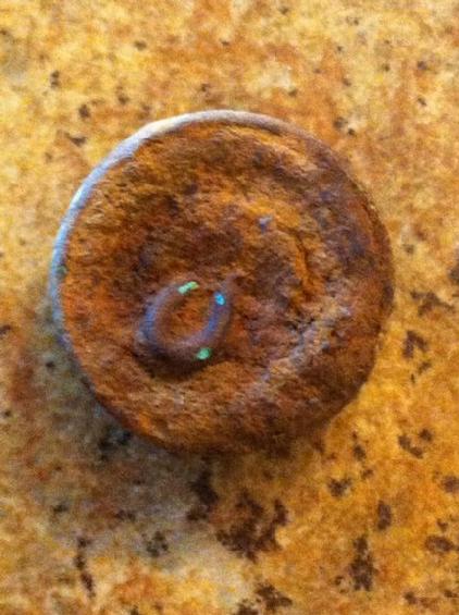 Jim Trammell's Nice Confederate Artillery Block -A- Button with tinback and shank intact.