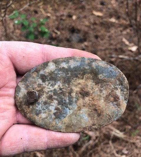 Rick Steed's April, 2022, US Box Plate - Recovered at an old site, with a New Machine. 