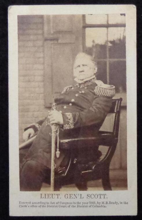 U.S. Lieutenant General Winfield Scott Cdv From a Brady Negative