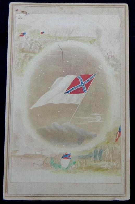Hand-Colored Cdv of the CS Flag in Memoriam