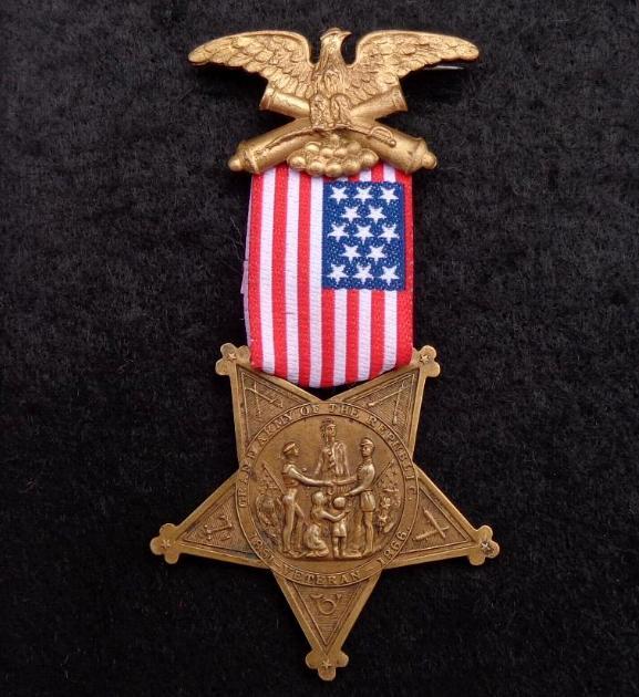 Excellent Original GAR, Grand Army of the Republic, Numbered Membership Badge with Replacement Ribbon 