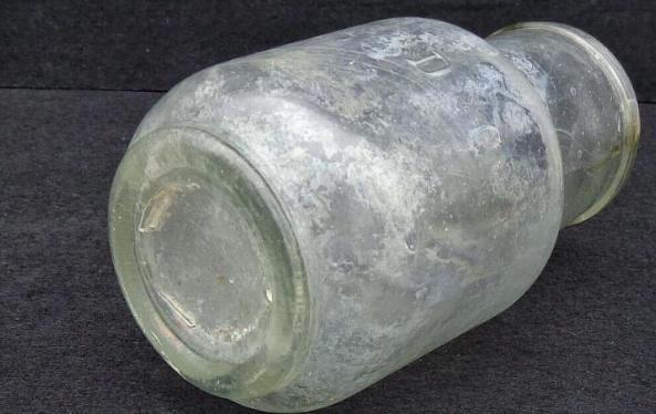 Nice Clear Glass Pontilled D & Co. Mustard Bottle with Rolled Lip 