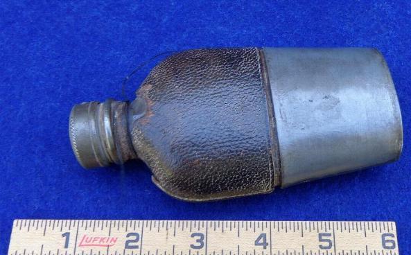 Small or Hip Size Period Liquor Flask w/Pewter Cap & Cup