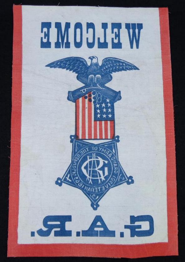 Fine 11 x 17 inch "Welcome G.A.R." Banner still retaining Vivid Colors and minimal staining 