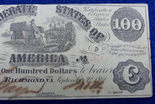 Very Good to Fine Confederate T-13, One Hundred Dollar Note, dated Sept. 2nd, 1861