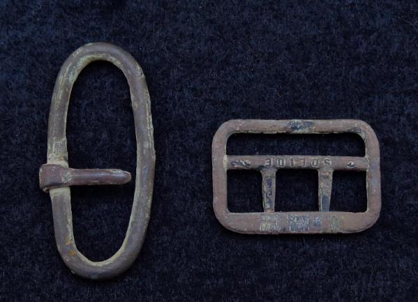 Nice Brass Belt Adjuster & 1860 Patented Suspender Buckle
