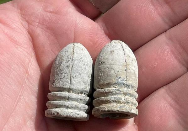 A Pair of Nick Brainard's "Arkansas Hog" Bullets recovered in April of this year, 2023.