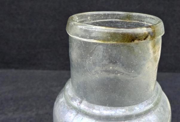Nice Clear Glass Pontilled D & Co. Mustard Bottle with Rolled Lip 