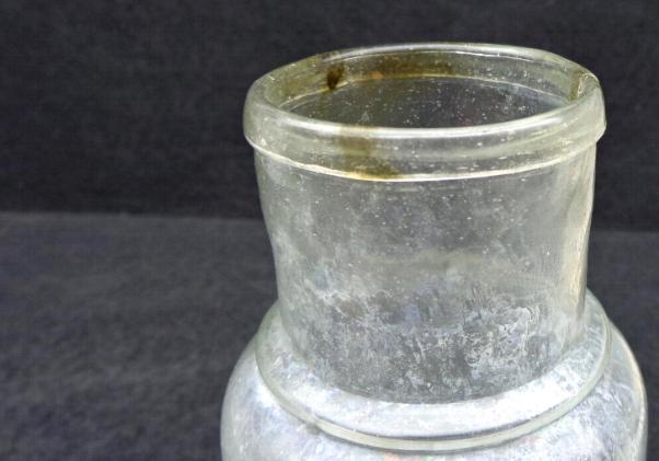 Nice Clear Glass Pontilled D & Co. Mustard Bottle with Rolled Lip 
