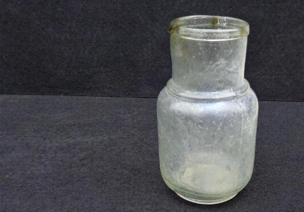 Nice Clear Glass Pontilled D & Co. Mustard Bottle with Rolled Lip 