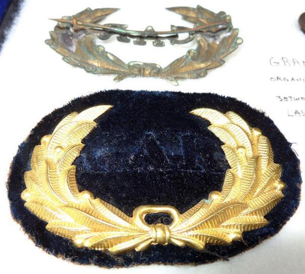 Nice G.A.R. or Grand Army of the Republic Group with Two Hat Badges and Lapel Pin
