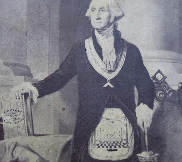 Neat Civil War Period Cdv Depicting George Washington wearing his Masonic Emblems