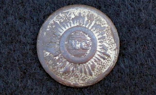 Nice Displaying NC16 North Carolina Sunburst Button w/Quite a bit of Silver Plating Remaining on the Front - Recovered in North Carolina