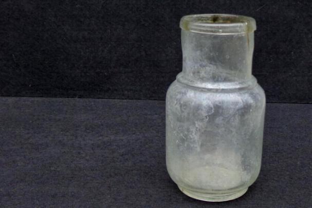 Nice Clear Glass Pontilled D & Co. Mustard Bottle with Rolled Lip 