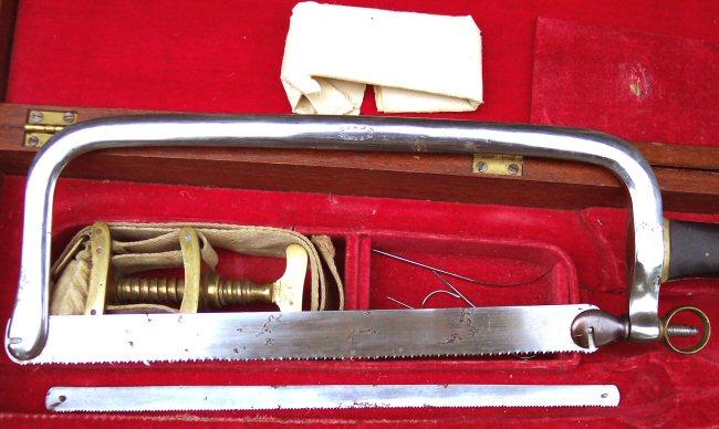 Nice Civil War Period Surgeon's Kit, w/Bone Saws, scalpels, tourniquet, needles, and ALL instruments present.