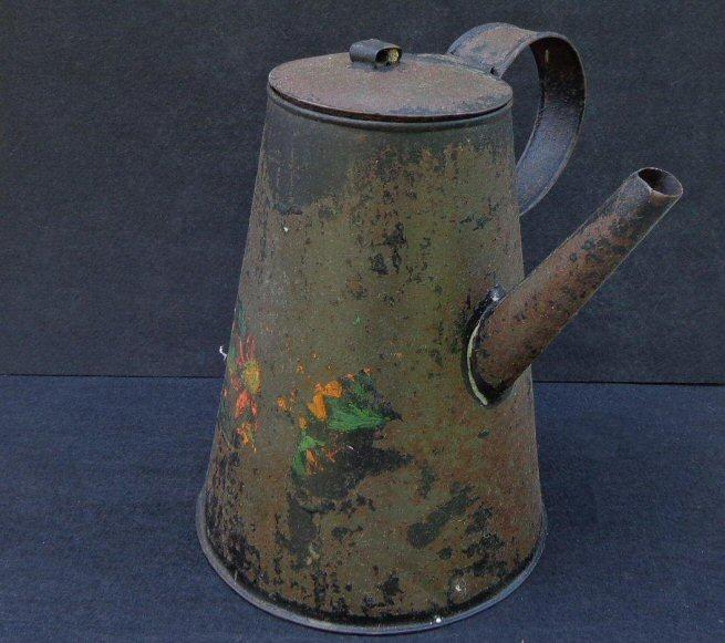 Nice Tin Coffee Pot w\Soldered Construction and Long Spout 