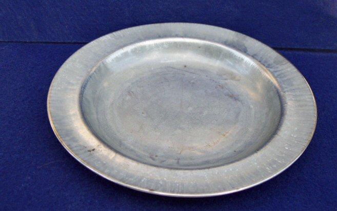 Excellent Condition Civil War Period Tin Eating Plate - w/Three Tine Fork & Matching Knife 