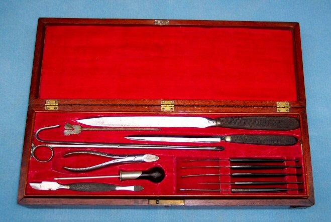 Nice Civil War Period Surgeon's Kit, w/Bone Saws, scalpels, tourniquet, needles, and ALL instruments present.