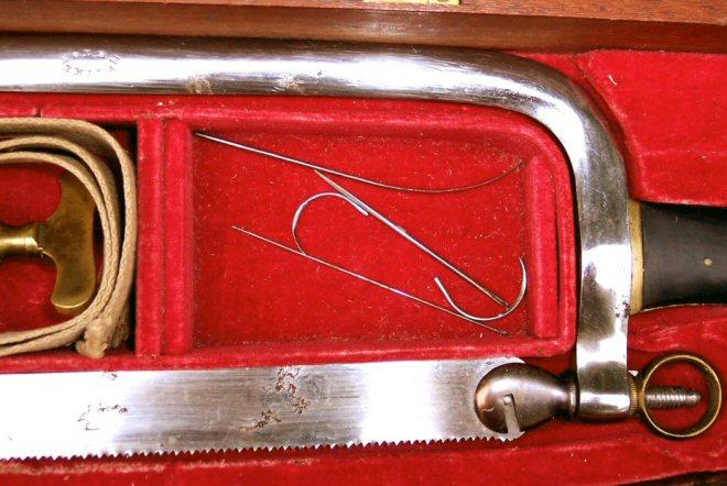 Nice Civil War Period Surgeon's Kit, w/Bone Saws, scalpels, tourniquet, needles, and ALL instruments present.