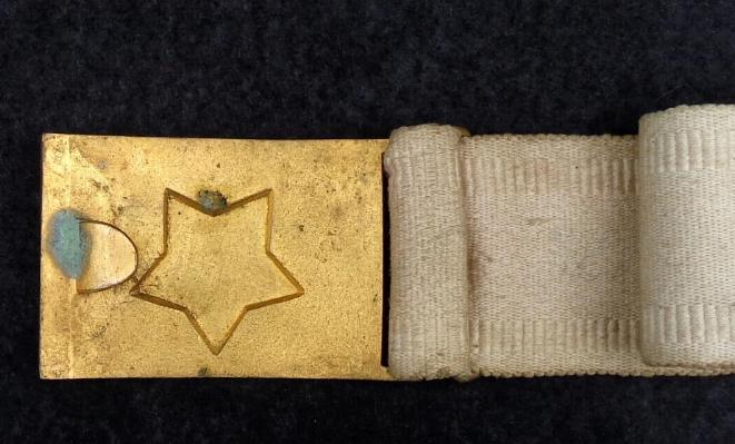 Grand Army of The Republic or G.A.R. White Cotton Waist Belt & Gilt Buckle 