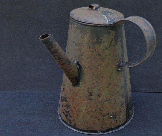 Nice Tin Coffee Pot w\Soldered Construction and Long Spout 