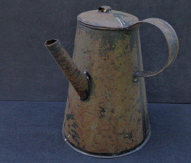 Nice Tin Coffee Pot w\Soldered Construction and Long Spout 