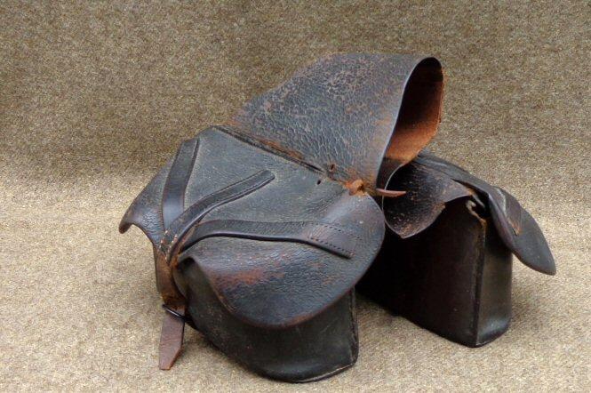 Fine Condition Late 1850s to Civil War Doctor's Saddle Bags w/20 Original Pontilled Medicine Vials, Some still with Contents