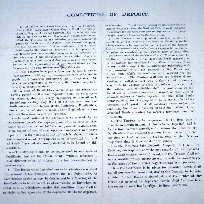 Very Nice De-acidified Original Confederate Bond Deposit Form - Ready To Frame