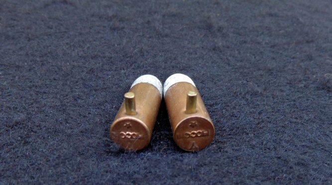 Nice Pair of Post War 7mm Pinfire Cartridges But Nearly Identical to Those that would have been used in the Folding Trigger Pinfire Revolvers During the War 