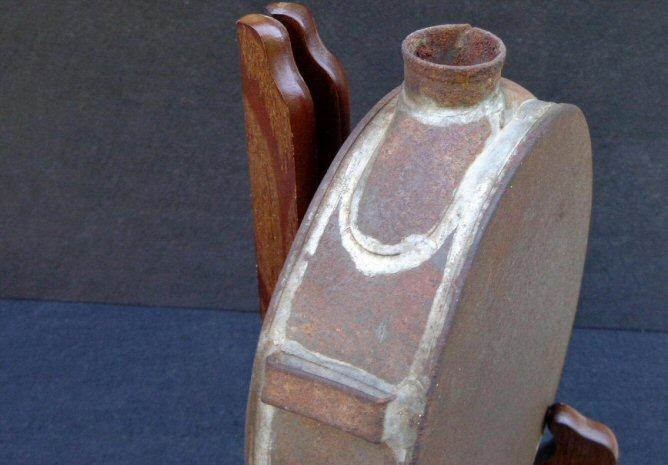 RARE Pattern Confederate Tin Drum Canteen w/Spout Support - Spout & All Three Sling Loops Intact 