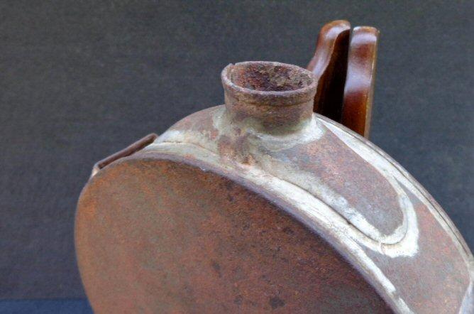 RARE Pattern Confederate Tin Drum Canteen w/Spout Support - Spout & All Three Sling Loops Intact 