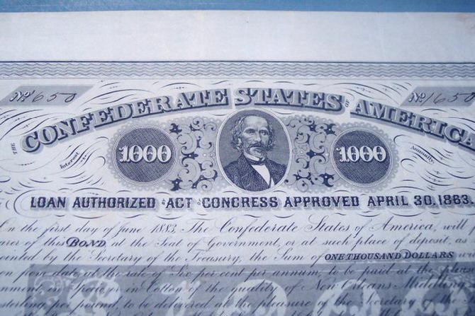 Fine Condition April 30, 1863, Confederate Bond w/CS Cotton Coupons