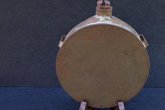 RARE Pattern Confederate Tin Drum Canteen w/Spout Support - Spout & All Three Sling Loops Intact 