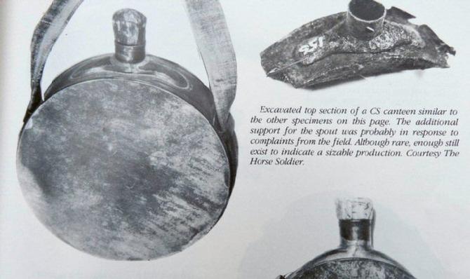 RARE Pattern Confederate Tin Drum Canteen w/Spout Support - Spout & All Three Sling Loops Intact 