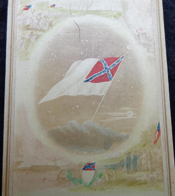 Hand-Colored Cdv of the CS Flag in Memoriam